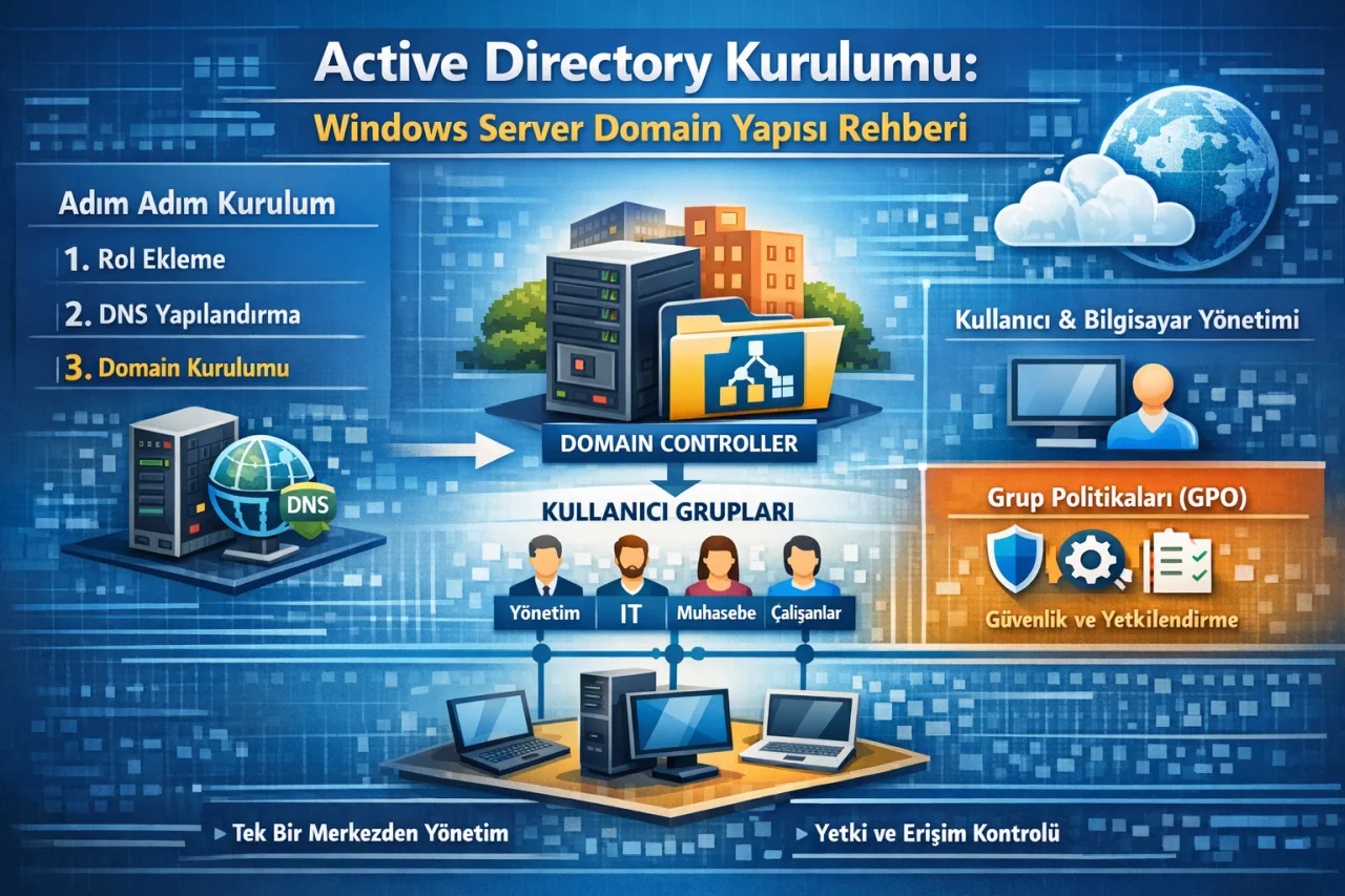 Active Directory Kurulumu: Windows Server Domain Yapısı Rehberi