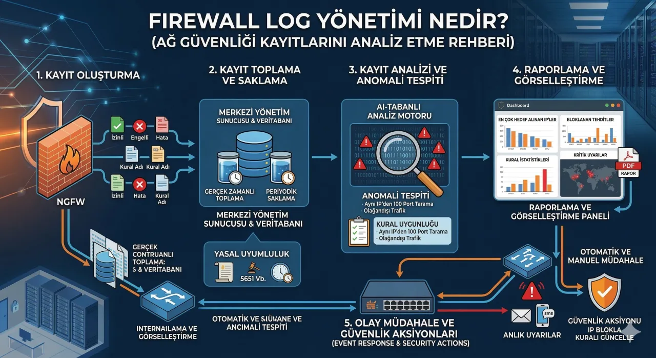 Firewall Log Yönetimi Nedir? Ağ Güvenliği Kayıtlarını Analiz Etme Rehberi