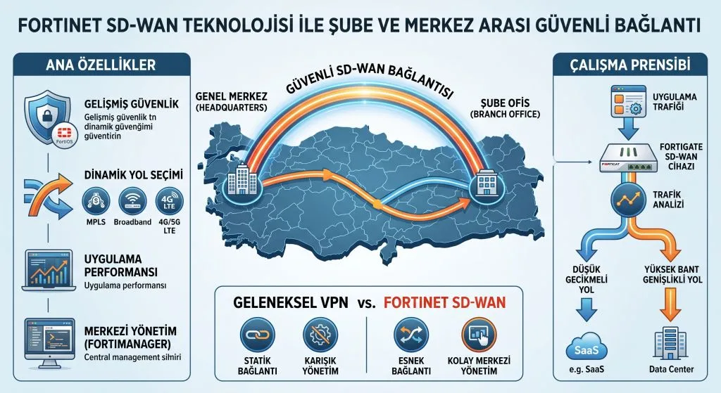 Fortinet SD-WAN Teknolojisi ile Şube ve Merkez Arası Güvenli Bağlantı