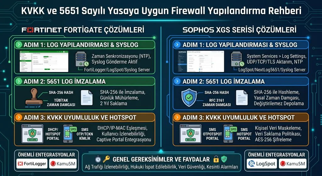 KVKK ve 5651 Yasasına Uygun Firewall Yapılandırması: Fortigate ve Sophos Çözümleri
