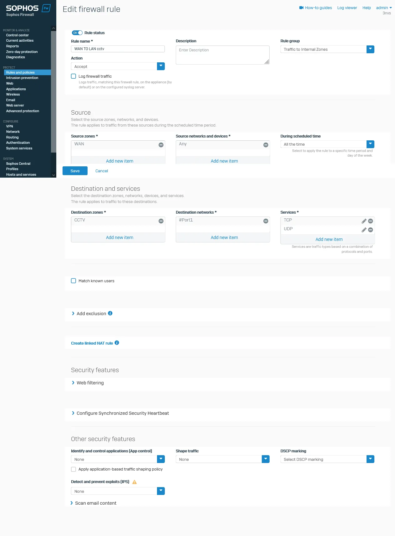 Sophos XGS Firewall Port Yönlendirme