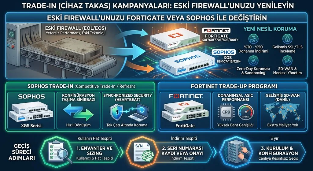 Trade-In (Cihaz Takas) Kampanyaları: Eski Firewall’unuzu Fortigate veya Sophos ile Değiştirin
